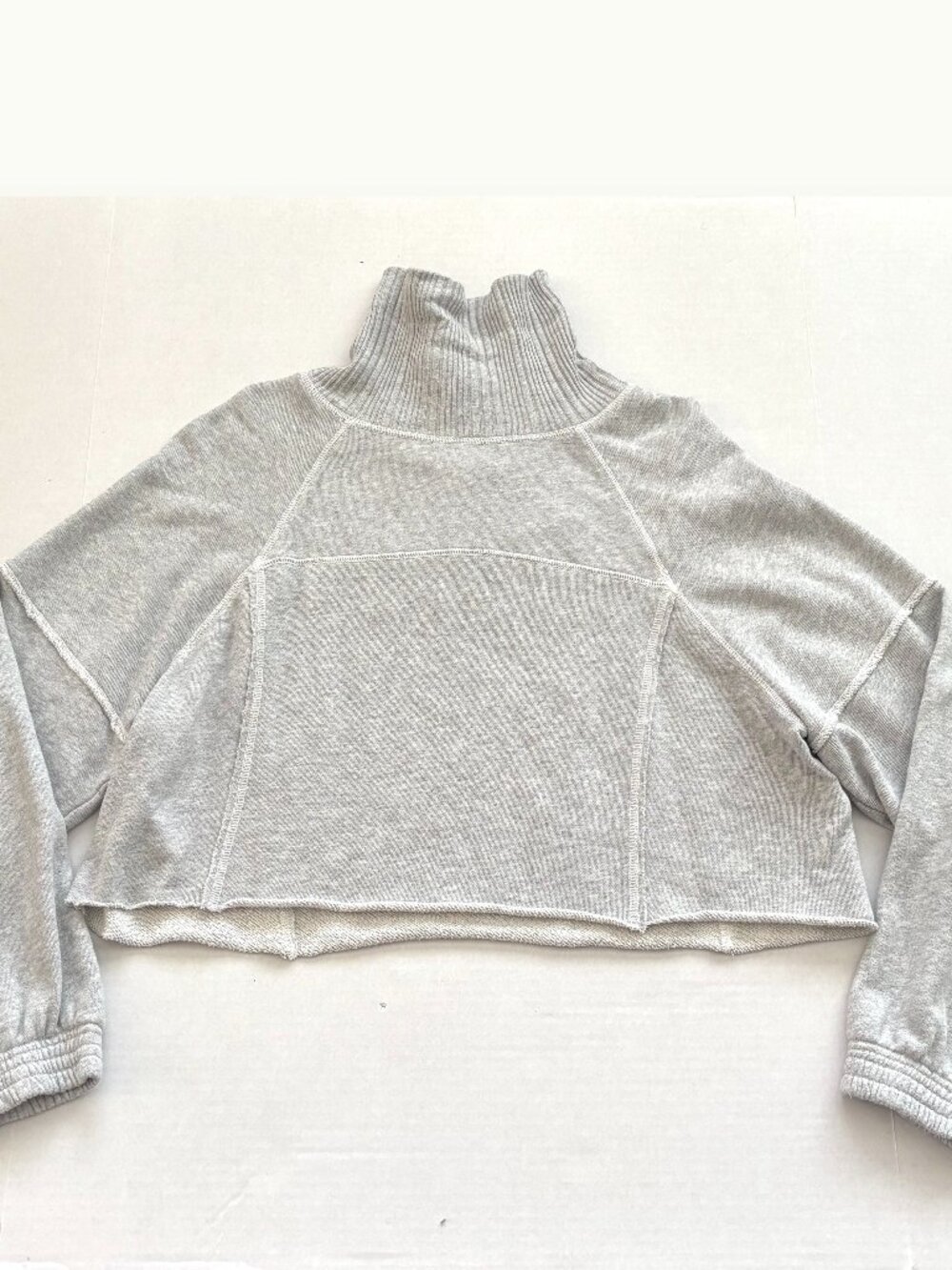Aerie Sweatshirt Womens Gray Cropped Mock Neck Long Sleeve Pullover